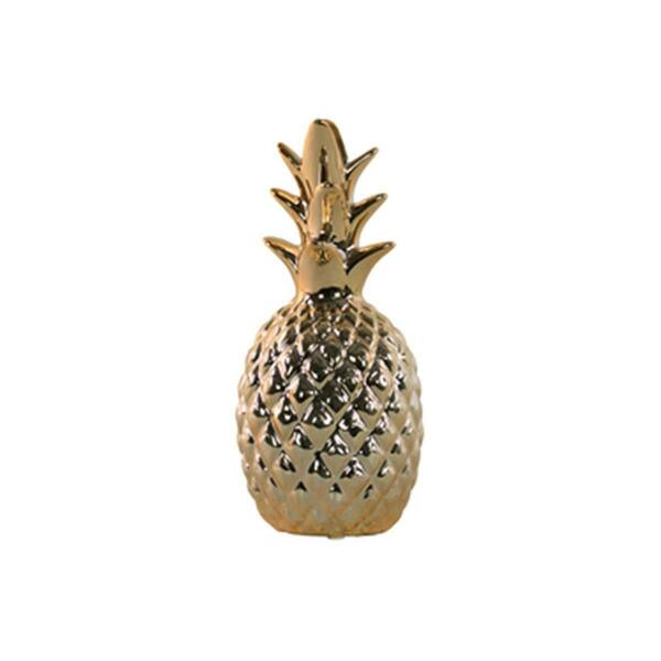 Urban Trends Collection 4.25 x 9.75 x 4.25 in. Ceramic Pineapple Figurine - Polished Chrome Finish, Gold 38472